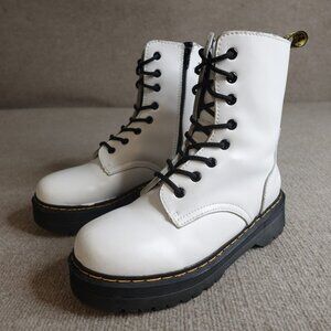 Dr. Martens Boots Womens 10 White Side Zip 1460 Jadon Platform Made in England